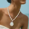 50ctw Pear Cut Vinatge Halo Statement Necklace