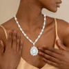 50ctw Pear Cut Vinatge Halo Statement Necklace