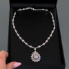 50ctw Pear Cut Vinatge Halo Statement Necklace