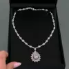 50ctw Pear Cut Vinatge Halo Statement Necklace