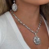 50ctw Pear Cut Vinatge Halo Statement Necklace