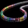 45ctw Asscher Cut Multicolor Sapphire Rainbow Tennis Necklace