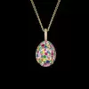 8ctw Multicolor Sapphire Paved Rainbow Egg Pendant Necklace