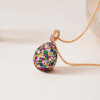 8ctw Multicolor Sapphire Paved Rainbow Egg Pendant Necklace