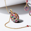 8ctw Multicolor Sapphire Paved Rainbow Egg Pendant Necklace