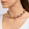 16ctw Flush Set Ruby Bold Link Chain Necklace
