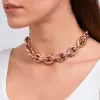 16ctw Flush Set Ruby Bold Link Chain Necklace