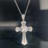 10ctw Baguette Cut White Sapphire Cross Pendant Necklace