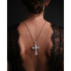 10ctw Baguette Cut White Sapphire Cross Pendant Necklace
