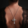 10ctw Baguette Cut White Sapphire Cross Pendant Necklace
