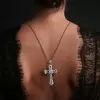 10ctw Baguette Cut White Sapphire Cross Pendant Necklace