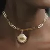 Perperclip Chain Golden Shell Pendant Necklace