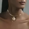 Perperclip Chain Golden Shell Pendant Necklace