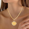 Paperclip Chain Golden Shell Pendant Necklace