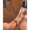 3ct Pear Cut Vintage Two Tone Pendant Link Necklace
