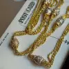 9ctw Floral Bead Triple-rope Link Chain Statement Necklace