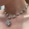 120ctw Round Cut White Sapphire Statement Necklace