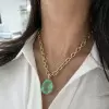25ct Huge Oval Cut Mint Green Emerald Pendant Necklace