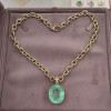 25ct Huge Oval Cut Mint Green Emerald Pendant Necklace