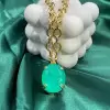 25ct Huge Oval Cut Mint Green Emerald Pendant Necklace