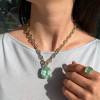 25ct Huge Oval Cut Mint Green Emerald Pendant Necklace