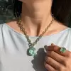 25ct Huge Oval Cut Mint Green Emerald Pendant Necklace