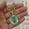 25ct Huge Oval Cut Mint Green Emerald Pendant Necklace