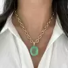 25ct Huge Oval Cut Mint Green Emerald Pendant Necklace