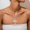 8ctw Edwardian Style Pearl and Sapphire Cross Pendant Necklace
