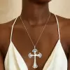 8ctw Edwardian Style Pearl and Sapphire Cross Pendant Necklace