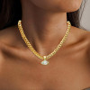 3.8ct Horizontally Set Marquise Cut Cuban Link Necklace