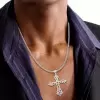 5ctw Round Cut Multicolor Sapphire Cross Pendant Necklace