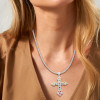 5ctw Round Cut Multicolor Sapphire Cross Pendant Necklace