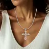 5ctw Round Cut Multicolor Sapphire Cross Pendant Necklace