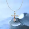 5ctw Round Cut Multicolor Sapphire Cross Pendant Necklace