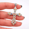 5ctw Round Cut Multicolor Sapphire Cross Pendant Necklace
