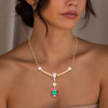 4ct Emerald Cut Emerald With Ruby Halo Pendant Necklace