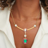 4ct Emerald Cut Emerald With Ruby Halo Pendant Necklace