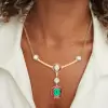 4ct Emerald Cut Emerald With Ruby Halo Pendant Necklace