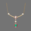 4ct Emerald Cut Emerald With Ruby Halo Pendant Necklace