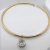 5.7ct Pear Cut White Sapphire Two Tone Torque Necklace