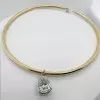 5.7ct Pear Cut White Sapphire Two Tone Torque Necklace
