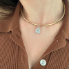 5.7ct Pear Cut White Sapphire Two Tone Torque Necklace