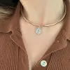 5.7ct Pear Cut White Sapphire Two Tone Torque Necklace