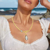 5.5ct Pear Cut White Sapphire Toi et Moi Bead Chain Necklace