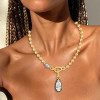 5.5ct Pear Cut White Sapphire Toi et Moi Bead Chain Necklace