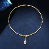 5.5ct Pear Cut White Sapphire Toi et Moi Bead Chain Necklace