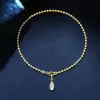 5.5ct Pear Cut White Sapphire Toi et Moi Bead Chain Necklace