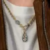 5.5ct Pear Cut White Sapphire Toi et Moi Bead Chain Necklace