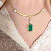6ct Emerald Cut Emerald Smile Pendant Necklace